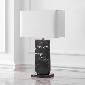 Safavieh Nikolaus Genuine Marble Base Table Lamp with Matte Black Metal for Modern Interiors CTL1127A