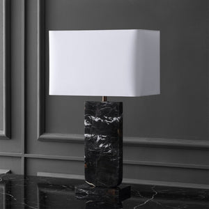 Safavieh Nikolaus Genuine Marble Base Table Lamp with Matte Black Metal for Modern Interiors CTL1127A