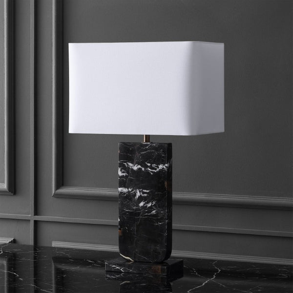 Safavieh Nikolaus Genuine Marble Base Table Lamp with Matte Black Metal for Modern Interiors CTL1127A