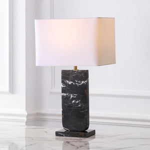 Safavieh Nikolaus Genuine Marble Base Table Lamp with Matte Black Metal for Modern Interiors CTL1127A