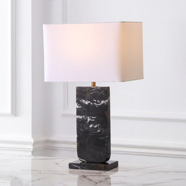 Safavieh Nikolaus Genuine Marble Base Table Lamp with Matte Black Metal for Modern Interiors CTL1127A