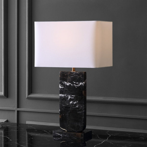 Safavieh Nikolaus Genuine Marble Base Table Lamp with Matte Black Metal for Modern Interiors CTL1127A