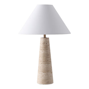 Safavieh Dante Travertine Stone Base Table Lamp with White Fabric Shade for Modern Interiors CTL1128A