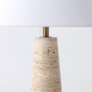 Safavieh Dante Travertine Stone Base Table Lamp with White Fabric Shade for Modern Interiors CTL1128A