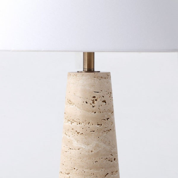 Safavieh Dante Travertine Stone Base Table Lamp with White Fabric Shade for Modern Interiors CTL1128A