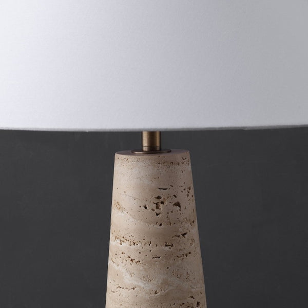 Safavieh Dante Travertine Stone Base Table Lamp with White Fabric Shade for Modern Interiors CTL1128A