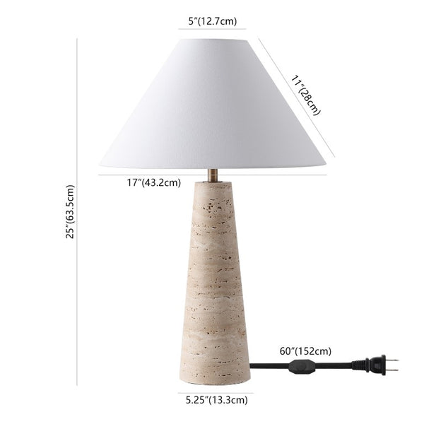 Safavieh Dante Travertine Stone Base Table Lamp with White Fabric Shade for Modern Interiors CTL1128A