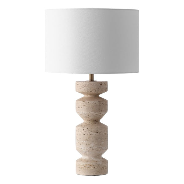 Safavieh Jiminy Travertine Stone Table Lamp with Natural Veining for Modern Organic Interiors CTL1129A