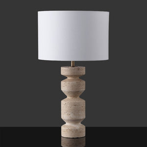 Safavieh Jiminy Travertine Stone Table Lamp with Natural Veining for Modern Organic Interiors CTL1129A