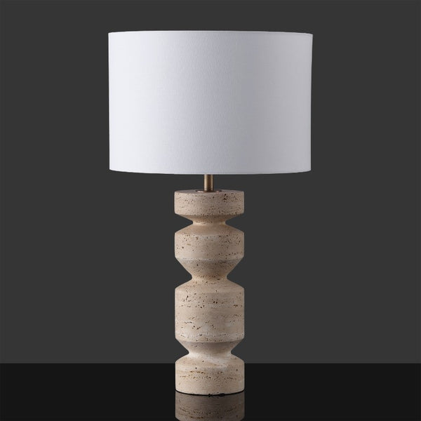 Safavieh Jiminy Travertine Stone Table Lamp with Natural Veining for Modern Organic Interiors CTL1129A