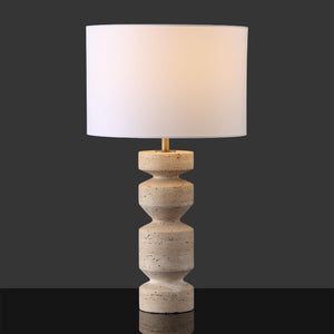 Safavieh Jiminy Travertine Stone Table Lamp with Natural Veining for Modern Organic Interiors CTL1129A