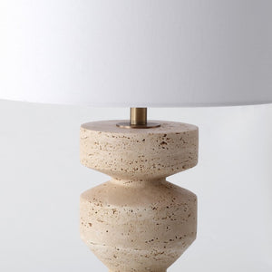 Safavieh Jiminy Travertine Stone Table Lamp with Natural Veining for Modern Organic Interiors CTL1129A