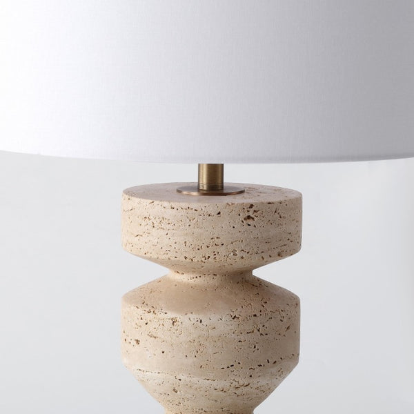 Safavieh Jiminy Travertine Stone Table Lamp with Natural Veining for Modern Organic Interiors CTL1129A