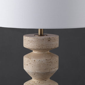 Safavieh Jiminy Travertine Stone Table Lamp with Natural Veining for Modern Organic Interiors CTL1129A