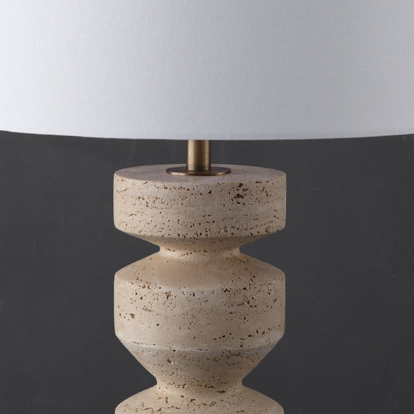 Safavieh Jiminy Travertine Stone Table Lamp with Natural Veining for Modern Organic Interiors CTL1129A