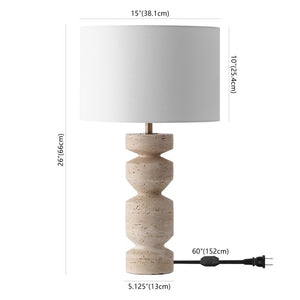 Safavieh Jiminy Travertine Stone Table Lamp with Natural Veining for Modern Organic Interiors CTL1129A