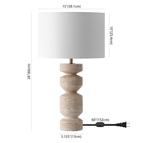 Safavieh Jiminy Travertine Stone Table Lamp with Natural Veining for Modern Organic Interiors CTL1129A