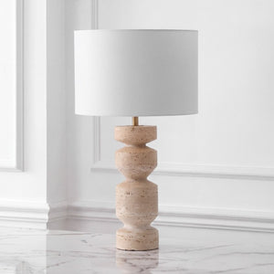 Safavieh Jiminy Travertine Stone Table Lamp with Natural Veining for Modern Organic Interiors CTL1129A