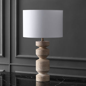 Safavieh Jiminy Travertine Stone Table Lamp with Natural Veining for Modern Organic Interiors CTL1129A