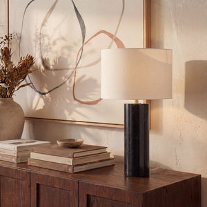 Safavieh Hilary Genuine Marble Base Table Lamp with Square Fabric Shade for Modern Interiors CTL1130A