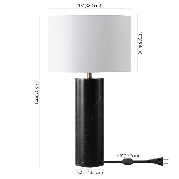 Safavieh Hilary Genuine Marble Base Table Lamp with Square Fabric Shade for Modern Interiors CTL1130A