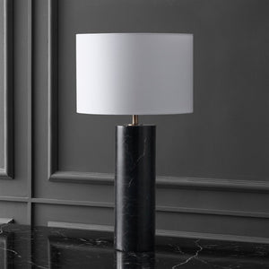 Safavieh Hilary Genuine Marble Base Table Lamp with Square Fabric Shade for Modern Interiors CTL1130A