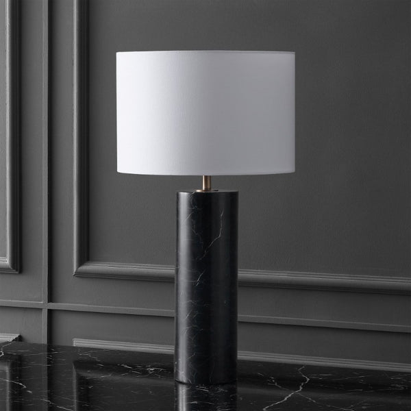 Safavieh Hilary Genuine Marble Base Table Lamp with Square Fabric Shade for Modern Interiors CTL1130A