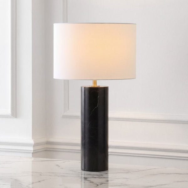 Safavieh Hilary Genuine Marble Base Table Lamp with Square Fabric Shade for Modern Interiors CTL1130A