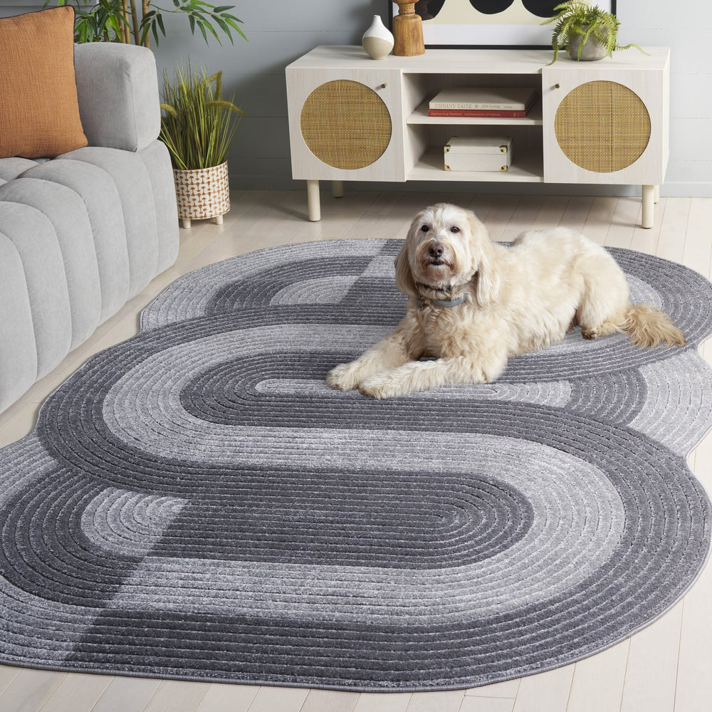 Safavieh Contour Grey & Dark Grey Medium Rectangle Area Rug - Elegant, Durable, & Easy To Maintain 5'3" X 7'6" Grey ,Dark Grey Polypropylene Ctr102f-5