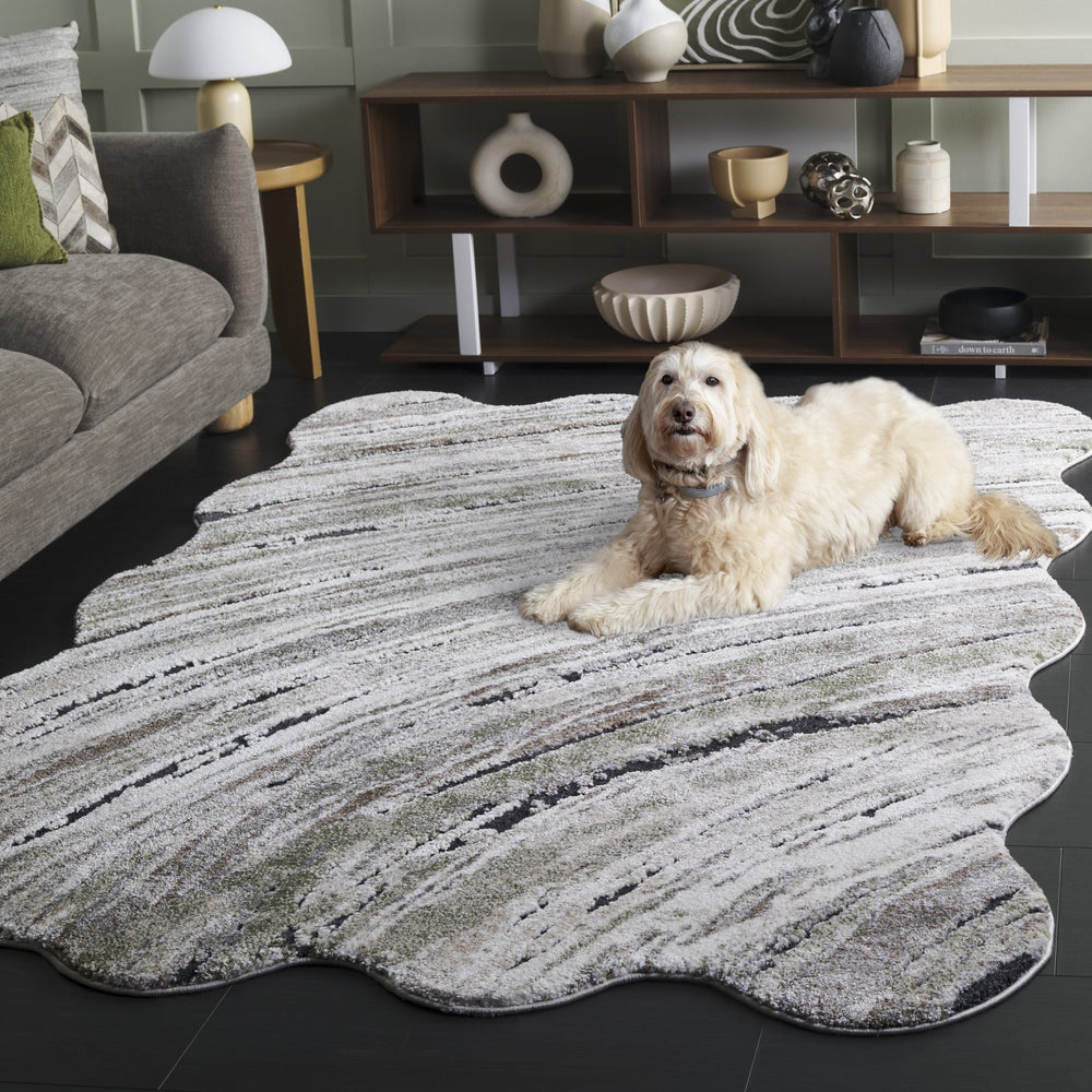 Safavieh Contour Modern Green And Ivory Rug - Luxurious 5'5" X 7'6" Power Loomed Turkish Design For Any Space Green ,Ivory 70% Polypropylene  %30 Polyester Ctr309y-5