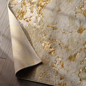 Jaipur Living Catalyst Cisco Cty02 Powerloomed Machinemade 65% Polyester 35% Polypropylene Abstract Abstract Indoor Rug Gray, Gold 65% Polyester 35% Polypropylene Rug145279