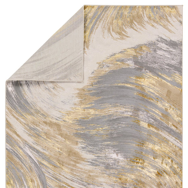 Jaipur Living Catalyst Zione Cty19 Powerloomed Machinemade 65% Polyester 35% Polypropylene Abstract Abstract Indoor Rug Gold, Gray 65% Polyester 35% Polypropylene Rug155837