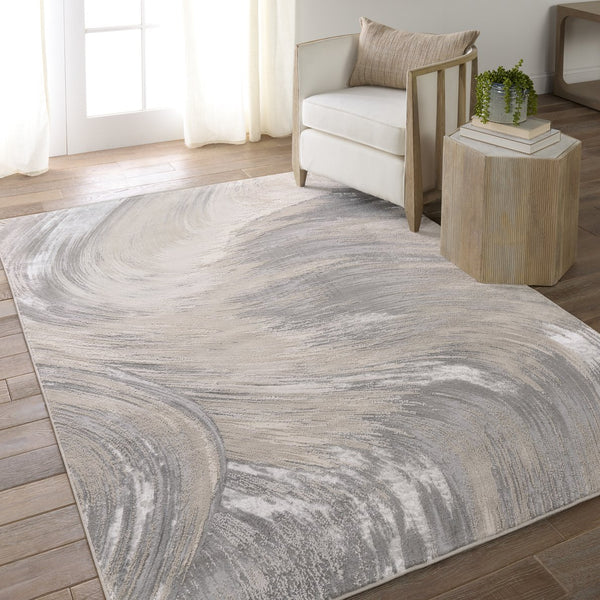 Jaipur Living Catalyst Zione Cty20 Powerloomed Machinemade 65% Polyester 35% Polypropylene Abstract Abstract Indoor Rug Taupe, Gray 65% Polyester 35% Polypropylene Rug155843