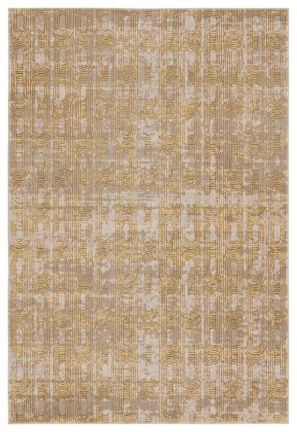 Jaipur Living Catalyst Gimeas Cty27 Powerloomed Machinemade 65% Polyester 35% Polypropylene Geometric Geometric Indoor Rug Gold, Taupe 65% Polyester 35% Polypropylene Rug155885