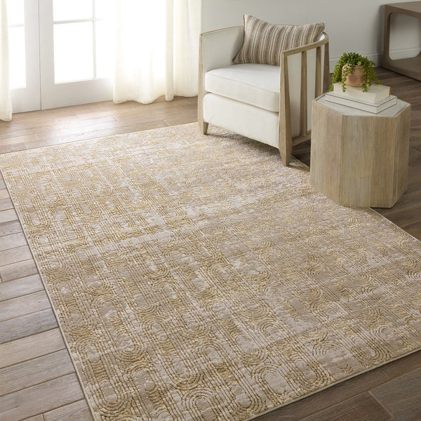 Jaipur Living Catalyst Gimeas Cty27 Powerloomed Machinemade 65% Polyester 35% Polypropylene Geometric Geometric Indoor Rug Gold, Taupe 65% Polyester 35% Polypropylene Rug155885