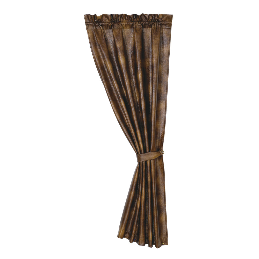 Hiend Accents Brown Faux Leather Curtain - Elevate Your Space With Rustic Elegance And Versatile Styling Options Brown 100% Polyester Cu1005