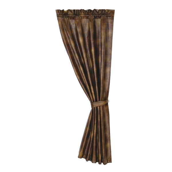Hiend Accents Brown Faux Leather Curtain - Elevate Your Space With Rustic Elegance And Versatile Styling Options Brown 100% Polyester Cu1005