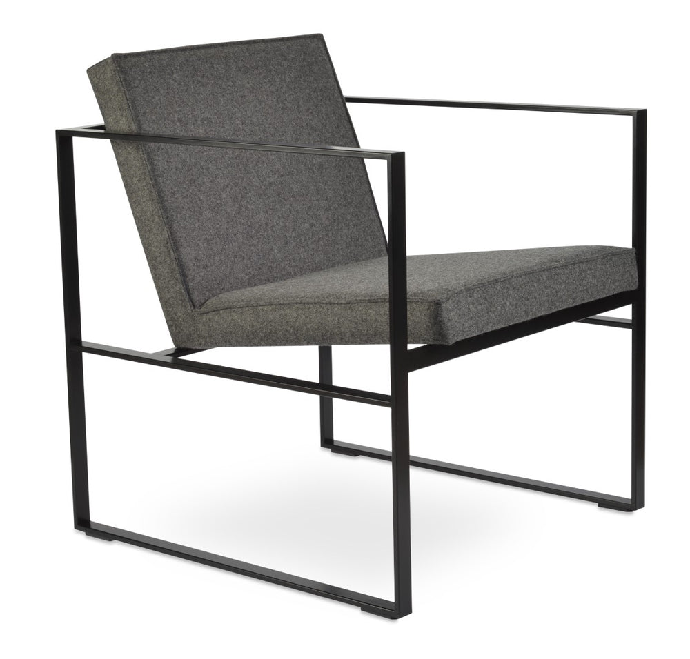 Soho Concept Cube Lounge Armchair - Stylish Camira Blazer Wool & Boucle Extra Loop Fabric, 10-year Guarantee! Dark Grey,Black  Soho-concept-dining-chair-13001