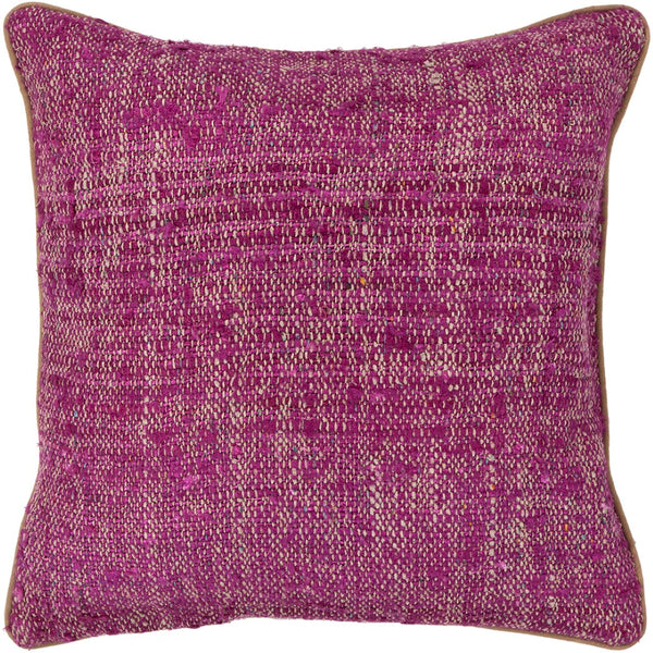 Chandra Rugs Handmade Contemporary Pillows To Elevate Your Decor – Luxurious Silk Texture & Plush Comfort! Magenta,Natural Silk Textured Fabric Cus28011-18