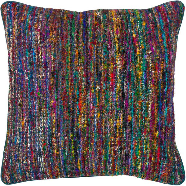 Chandra Rugs Handmade Contemporary Pillows - Luxurious Silk Texture For Stylish Comfort In Any Room Decor Multi Silk Textured Fabric Cus28016-22