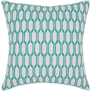 Chandra Rugs Handmade Contemporary Pillows - Stylish 100% Cotton Decor With Plush Polyester Fill For Comfort White,Green Cotton Cus28034-18
