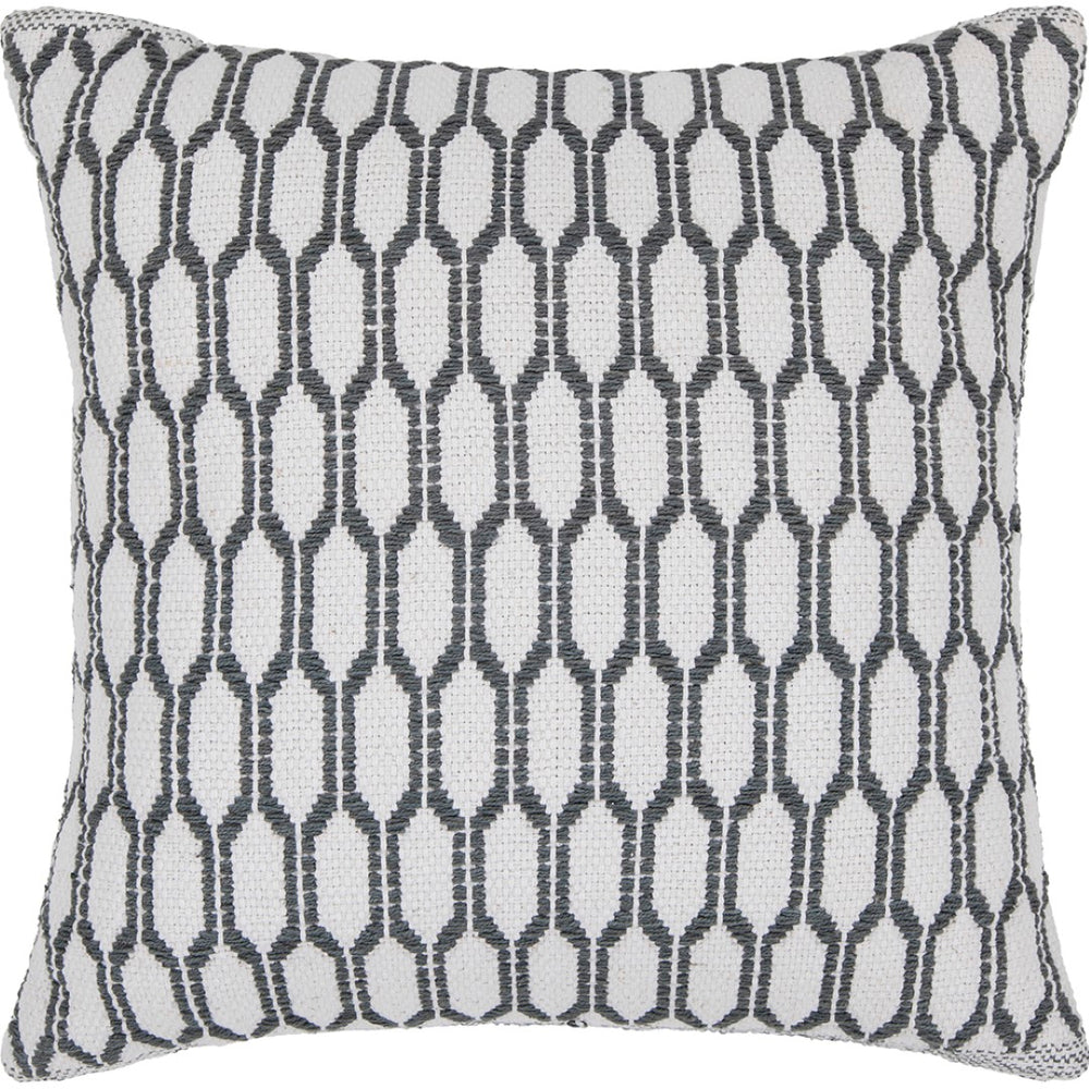 Chandra Rugs Handmade Contemporary Pillows: Luxurious 100% Cotton Design With Plush Polyester Fill For Ultimate Comfort White,Grey Cotton Cus28035-18