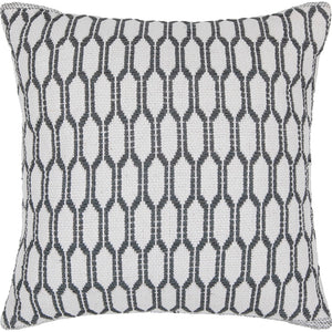 Chandra Rugs Handmade Contemporary Pillows: Luxurious 100% Cotton Design With Plush Polyester Fill For Ultimate Comfort White,Grey Cotton Cus28035-18