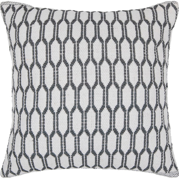 Chandra Rugs Handmade Contemporary Pillows: Luxurious 100% Cotton Design With Plush Polyester Fill For Ultimate Comfort White,Grey Cotton Cus28035-18