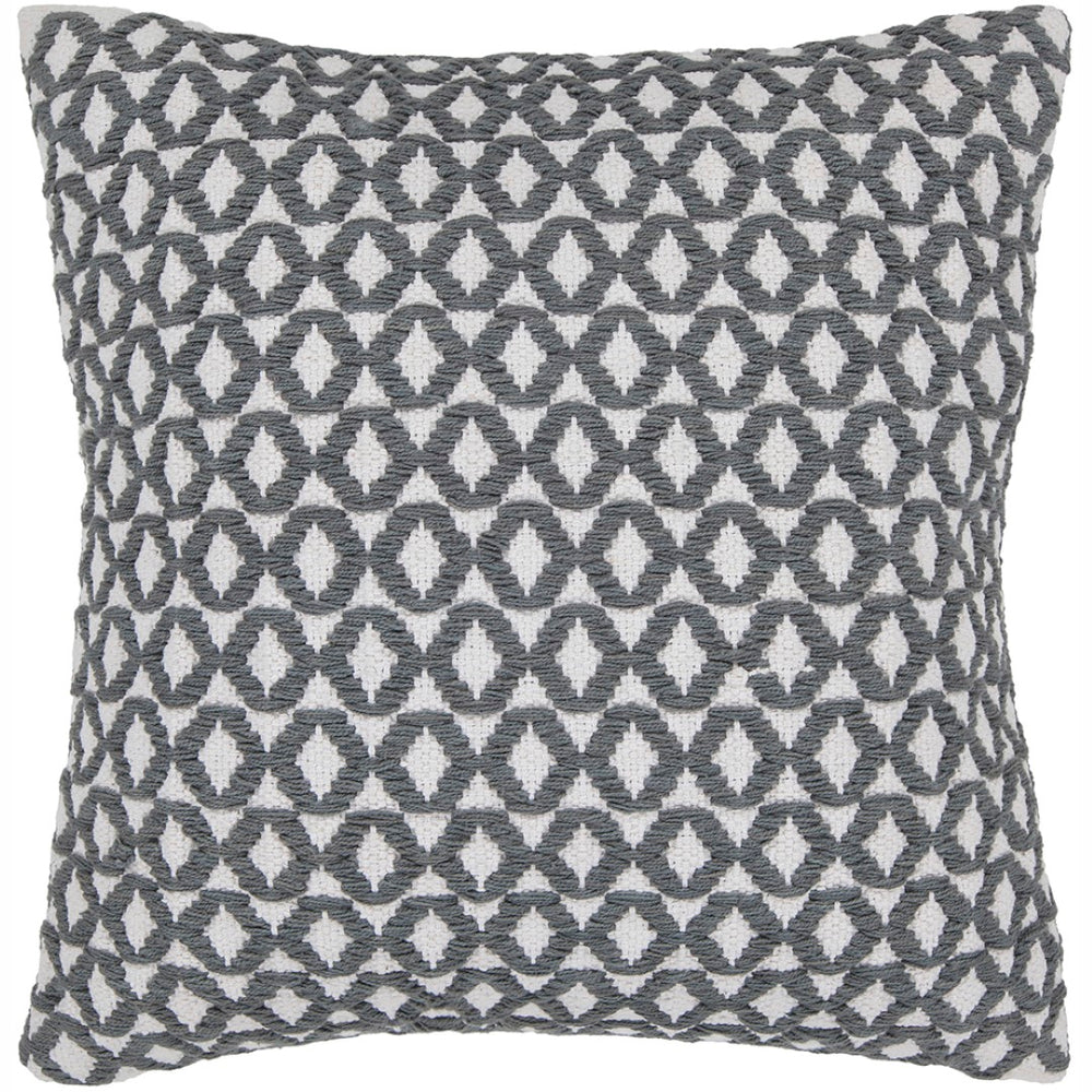 Chandra Rugs Handmade Contemporary Pillows - Luxurious 100% Cotton, Plush Polyester Fill For Ultimate Comfort White,Grey Cotton Cus28037-18