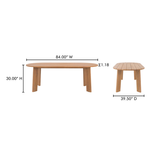 Moe's Home Delta Outdoor Dining Table - Elegant Solid Teak Design With Minimalist Aesthetic For 8 Guests Natural Solid Teak Cv-1025-24