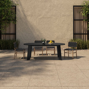 Moe's Home Mira Outdoor Dining Chair - Elegant Teak Frame With Woven Detail For Stylish Indoor & Outdoor Use Black Solid Teak Frame,Woven Seat Cv-1026-02