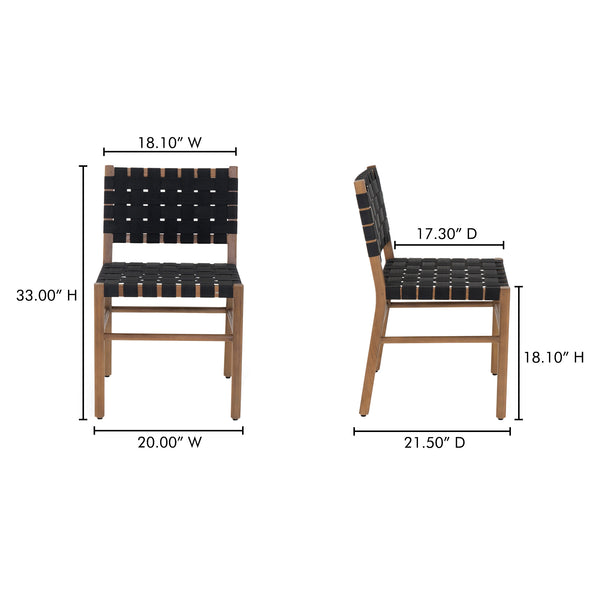 Moe's Home Mira Outdoor Dining Chair - Elegant Teak Frame With Woven Detail For Stylish Indoor & Outdoor Use Black Solid Teak Frame,Woven Seat Cv-1026-02