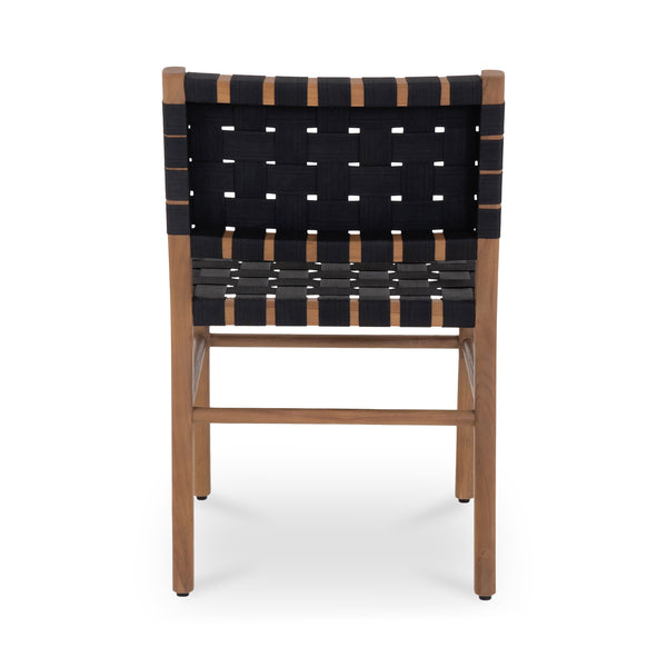 Moe's Home Mira Outdoor Dining Chair - Elegant Teak Frame With Woven Detail For Stylish Indoor & Outdoor Use Black Solid Teak Frame,Woven Seat Cv-1026-02