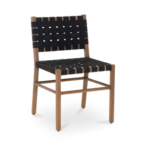 Moe's Home Mira Outdoor Dining Chair - Elegant Teak Frame With Woven Detail For Stylish Indoor & Outdoor Use Black Solid Teak Frame,Woven Seat Cv-1026-02
